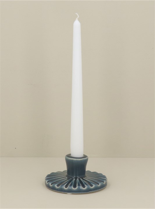 Gisela Graham Ceramic Candle Holder - Navy Round