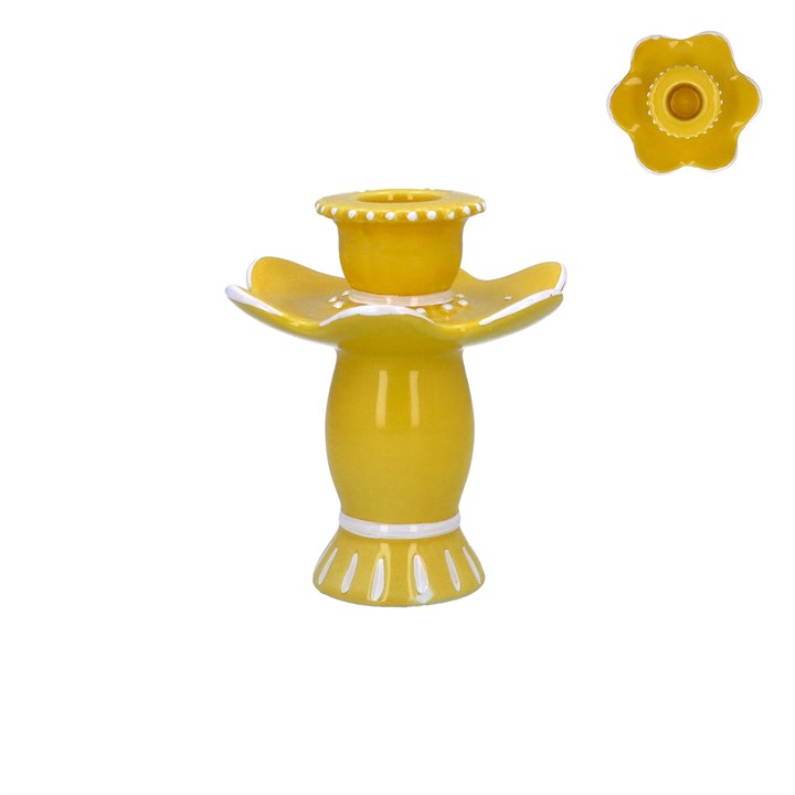 gisela graham Ceramic Candle Holder - Yellow Fiesta