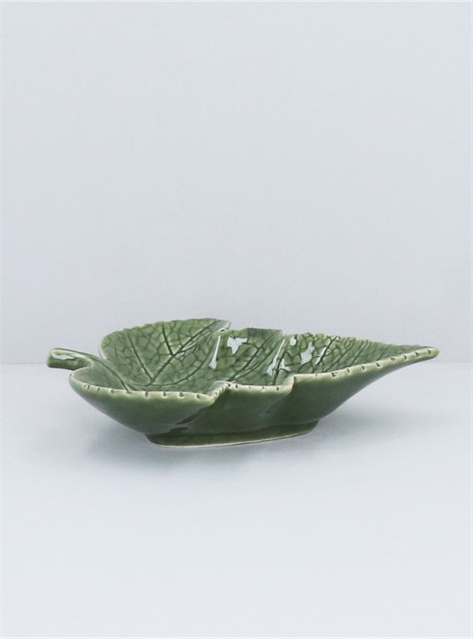 Gisela Graham Ceramic Dish - Green Grape Leaf