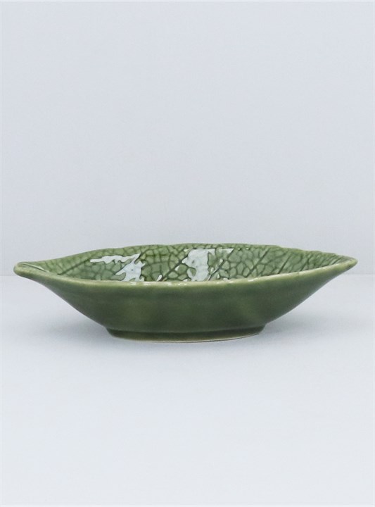 Gisela Graham Ceramic Mini Dish - Green Leaf Mini