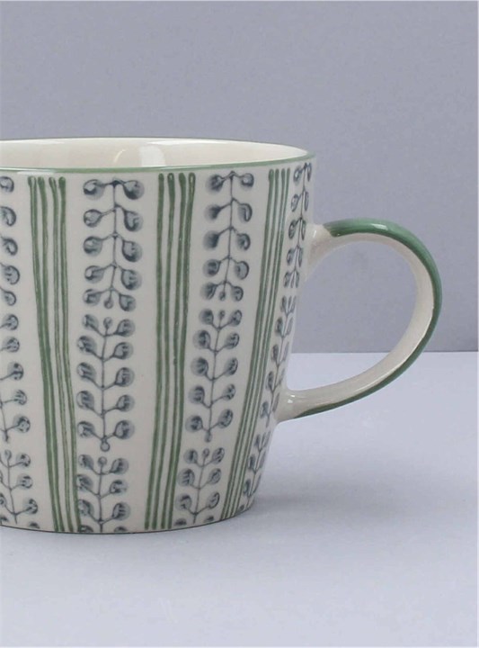 Gisela Graham Ceramic Mug - Green Stripe Berry