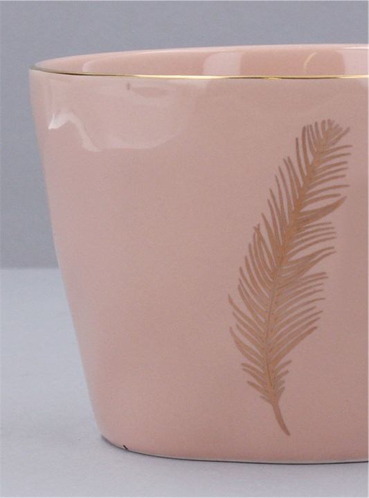 Gisela Graham Ceramic Mug - Pink With Gold Feather