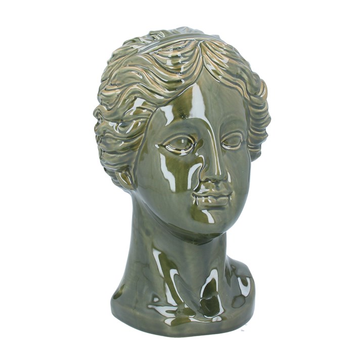 gisela graham Ceramic Ornament - Green Female Bust