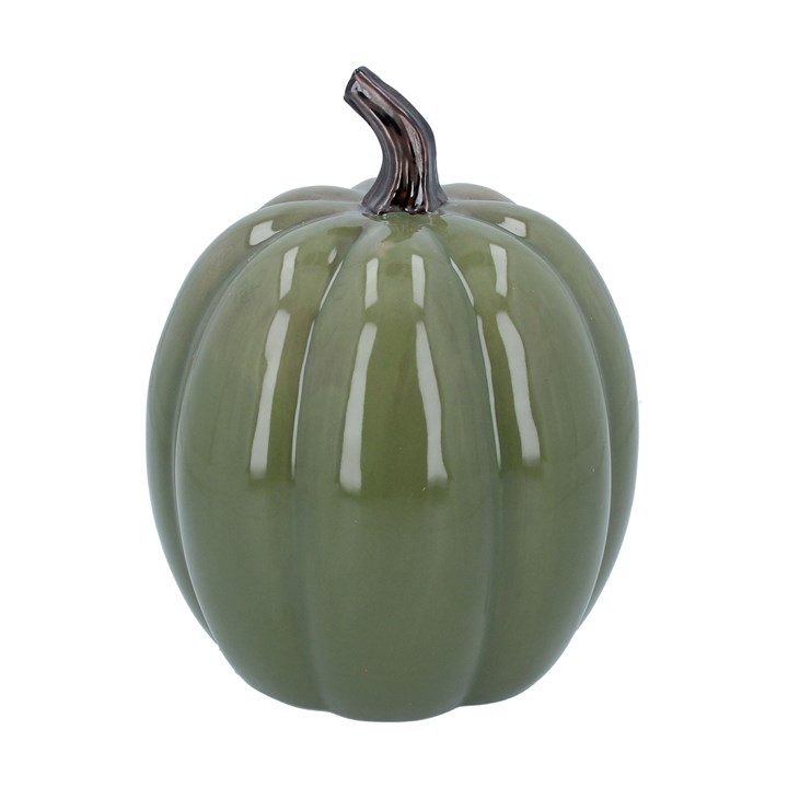 gisela graham Ceramic Ornament - Green Pumpkin