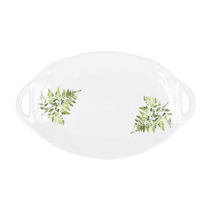 gisela graham Ceramic Oval Platter - White Fern