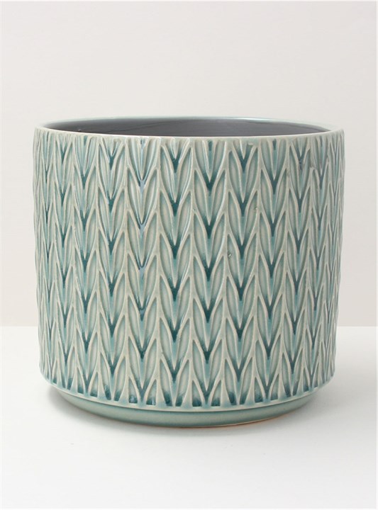 Gisela Graham Ceramic Pot Cover - Blue Staghorn