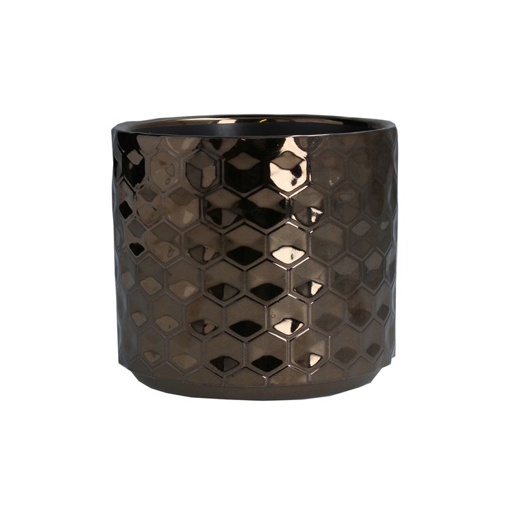 gisela graham Ceramic Pot Cover - Copper Honeycomb