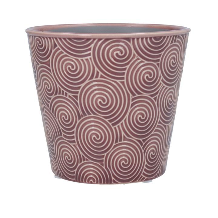 gisela graham Ceramic Pot Cover - Dusty Mauve Spiral