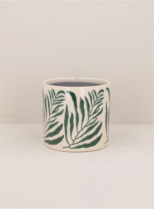 Gisela Graham Ceramic Pot Cover - Green Branch