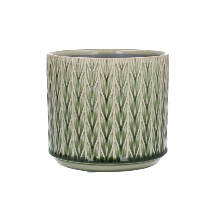 gisela graham Ceramic Pot Cover - Green Staghorn