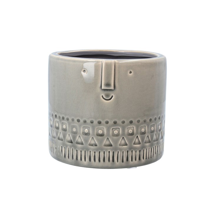 gisela graham Ceramic Pot Cover - Grey Face