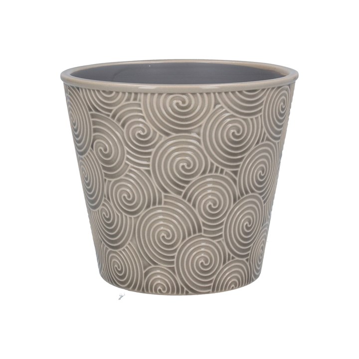 gisela graham Ceramic Pot Cover - Grey Spiral