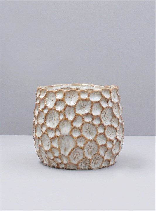 Gisela Graham Ceramic Pot Cover - Natural Crater