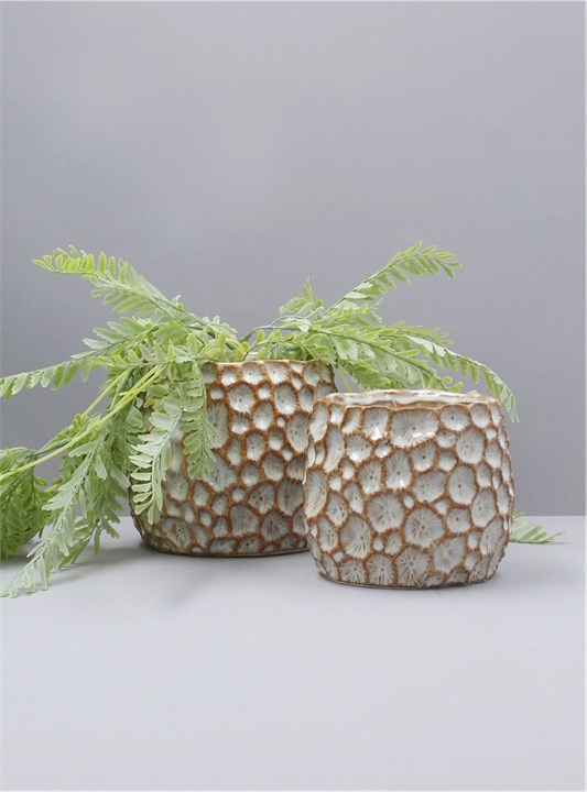 Gisela Graham Ceramic Pot Cover - Natural Crater
