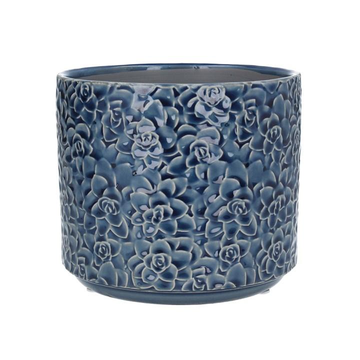 gisela graham Ceramic Pot Cover - Navy Succulents