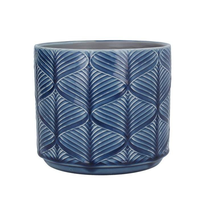 gisela graham Ceramic Pot Cover - Navy Wavy