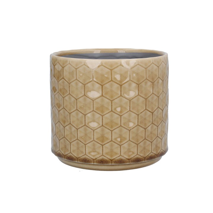 gisela graham Ceramic Pot Cover - Sand Honeycomb