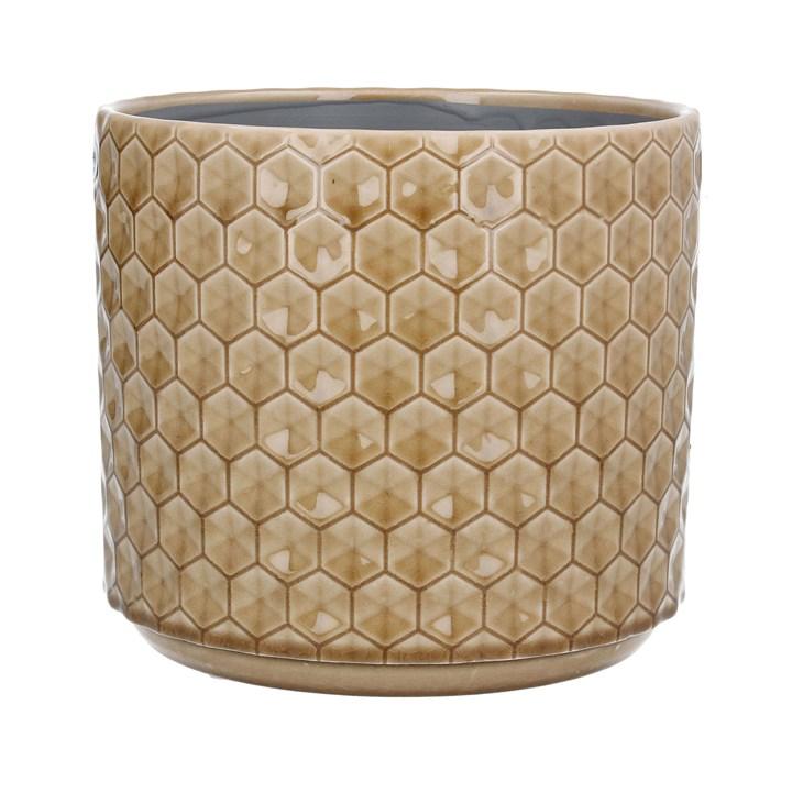 gisela graham Ceramic Pot Cover - Sand Honeycomb