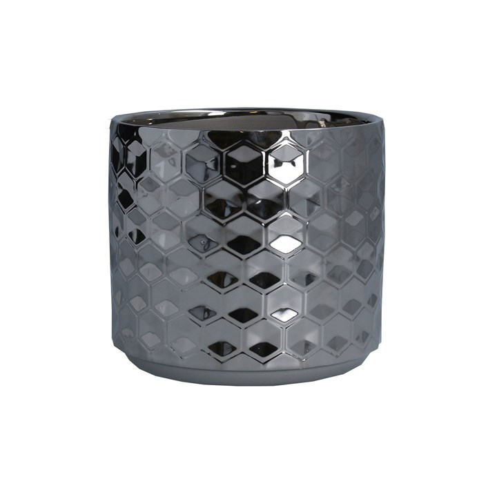 gisela graham Ceramic Pot Cover - Silver Honeycomb