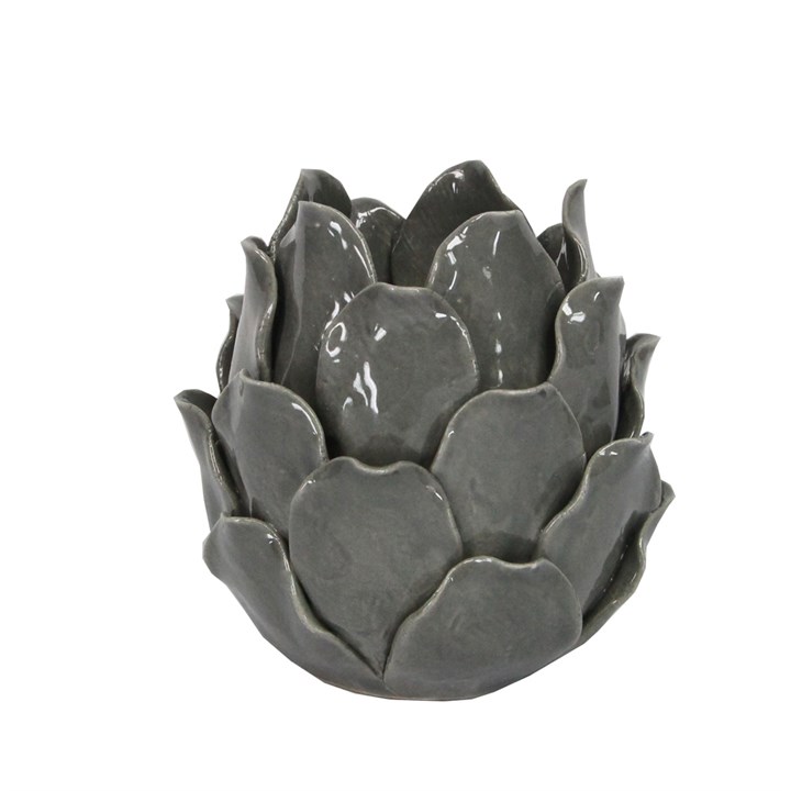 gisela graham Ceramic T-Lite Holder - Grey Artichoke