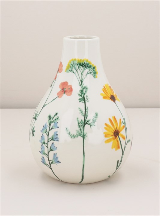 Gisela Graham Ceramic Vase - Pear Shaped Floral
