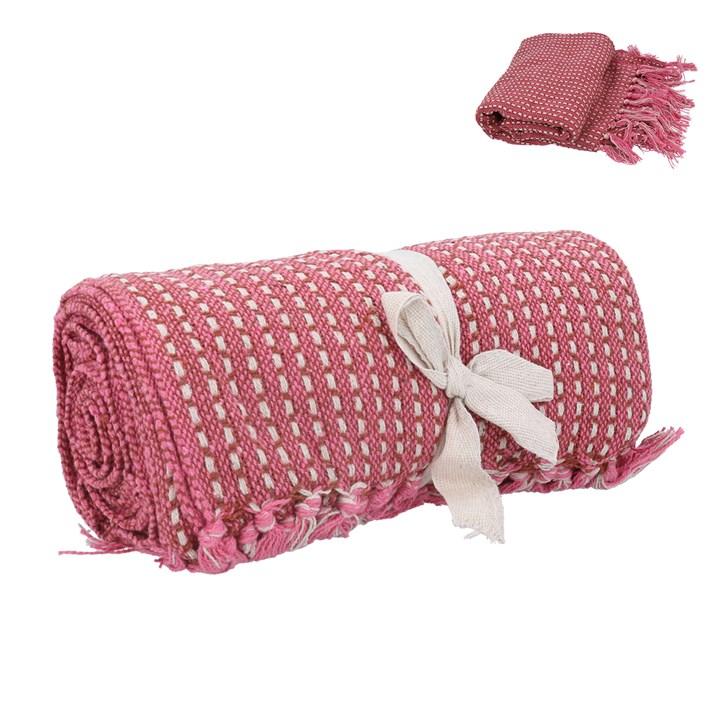 gisela graham Cotton Throw - Pink Retro Woven