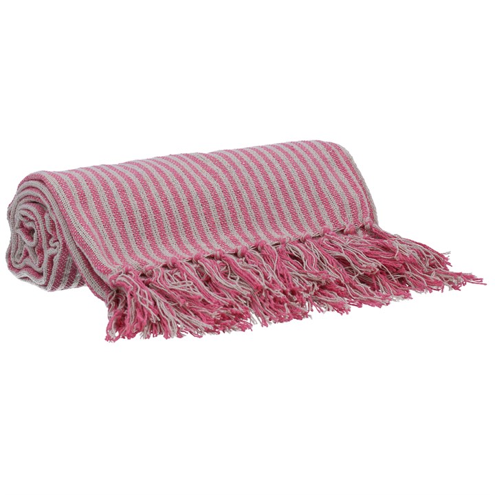 gisela graham Cotton Throw - Pink Woven Stripe