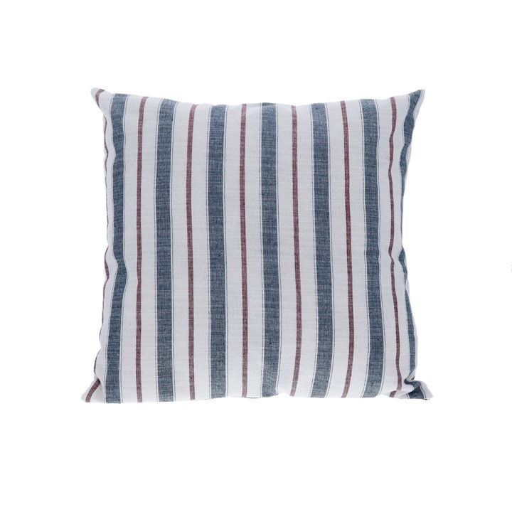 gisela graham Cushion - Square Navy & Red Striped