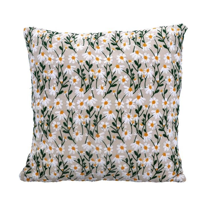 gisela graham Fabric Cushion - Embroidered Daisy