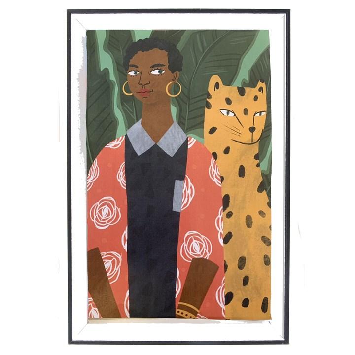 gisela graham Framed Print - Girl/Leopard