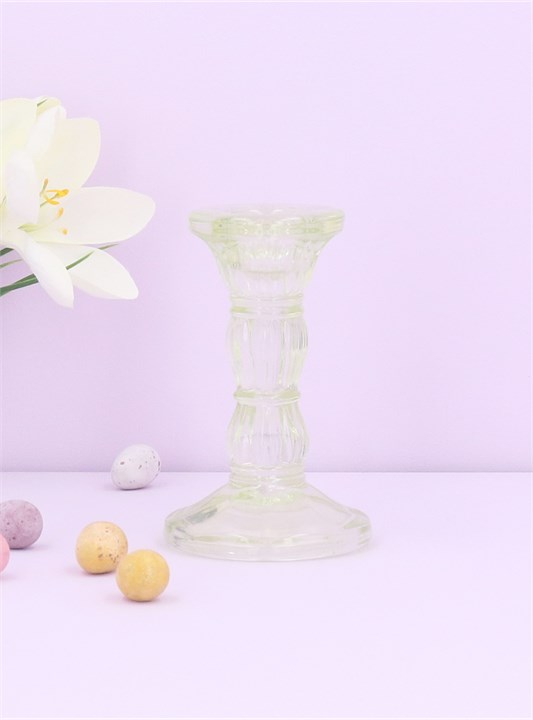 Gisela Graham Glass Candlestick - Pastel Green
