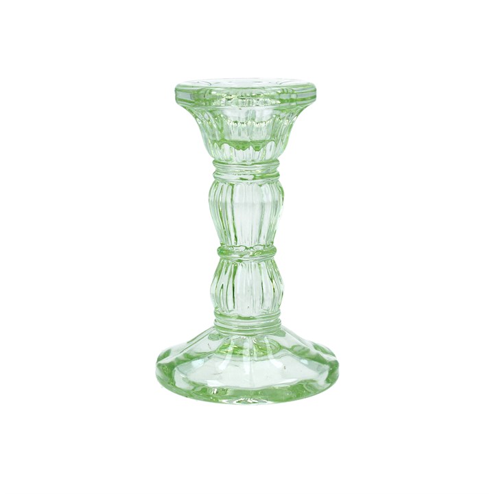 gisela graham Glass Candlestick - Pastel Green