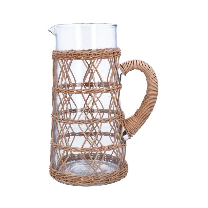 gisela graham Glass Jug - Large Rattan Pitcher