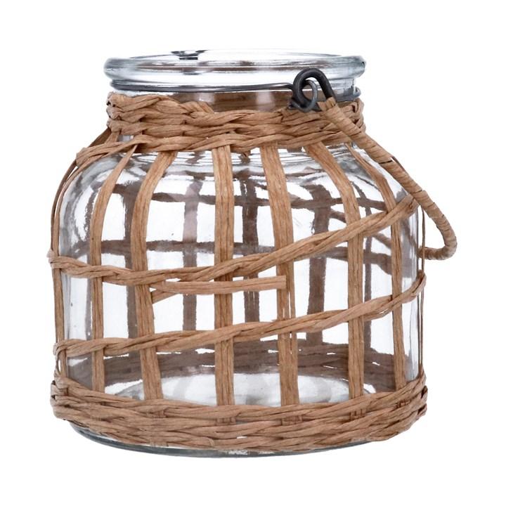 gisela graham Glass Lantern - Small Rattan