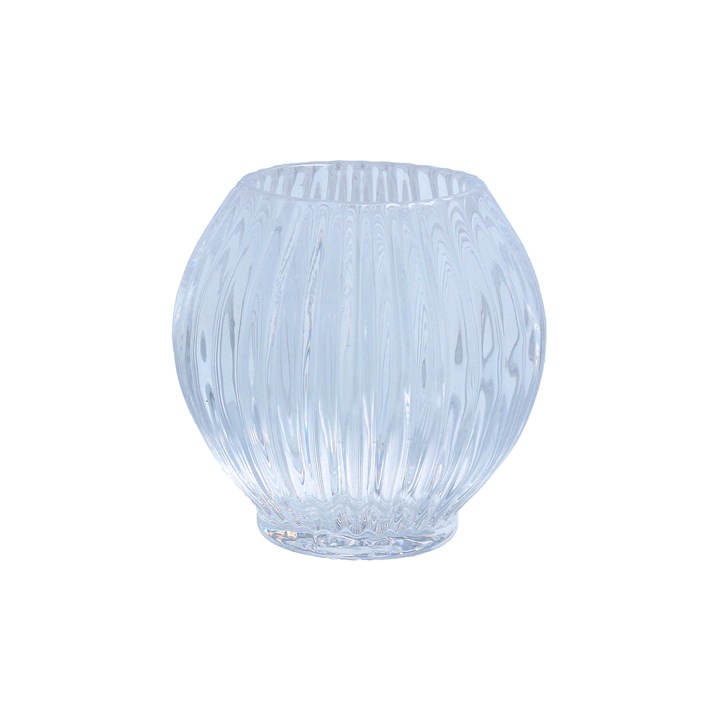 gisela graham Glass T-Lite Holder - Clear Ribbed