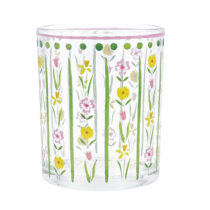 gisela graham Glass T-Lite Holder - Pastel Meadow
