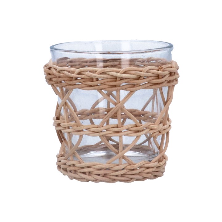 gisela graham Glass T-Lite Holder - Rattan