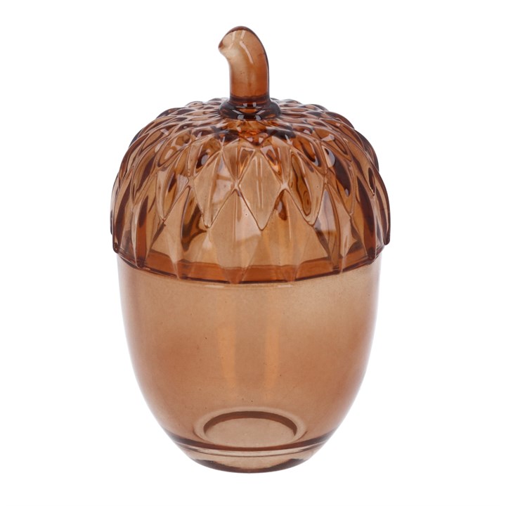 gisela graham Glass Trinket Pot - Amber Acorn