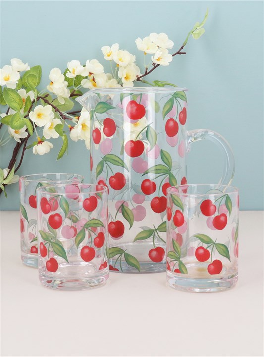Gisela Graham Glass Tumbler - Cherries
