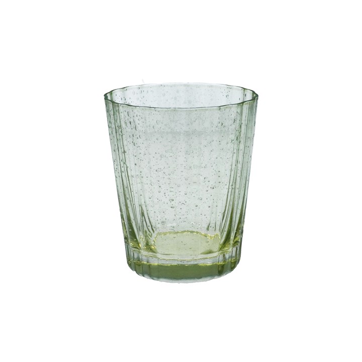 gisela graham Glass Tumbler - Fluted Green Bubble