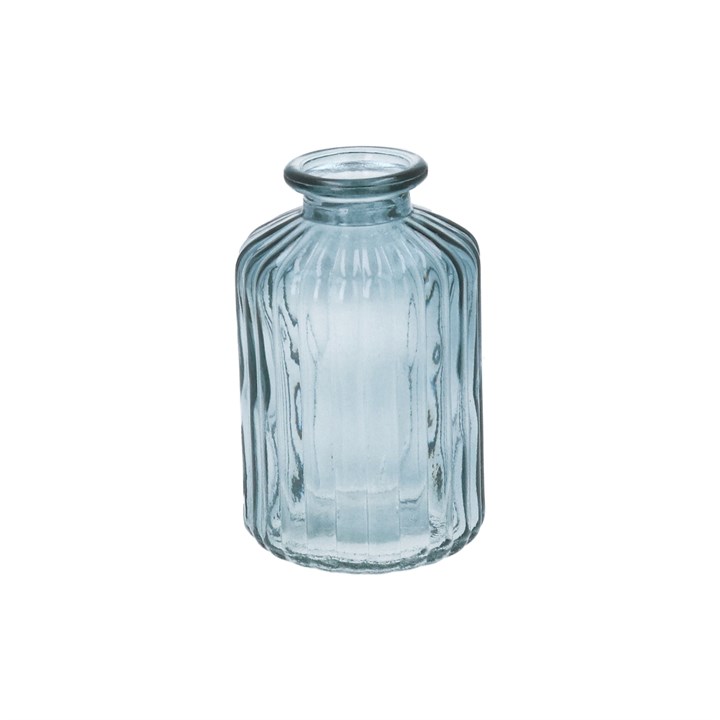 gisela graham Glass Vase - Blue Ribbed Bud