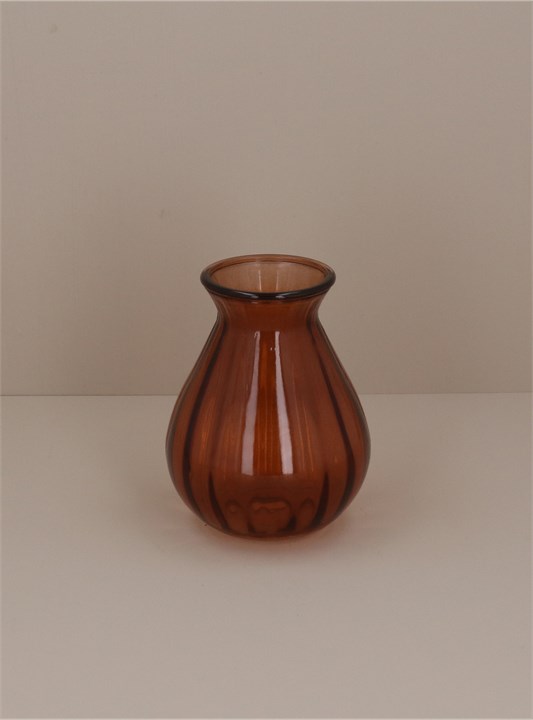 Gisela Graham Glass Vase - Dark Amber Posy
