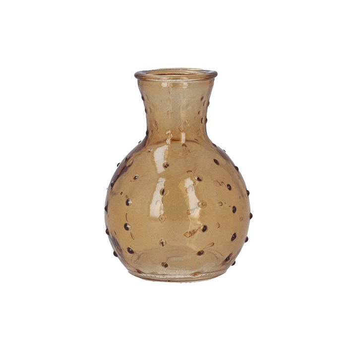 gisela graham Glass Vase - Light Amber Dimple Bud