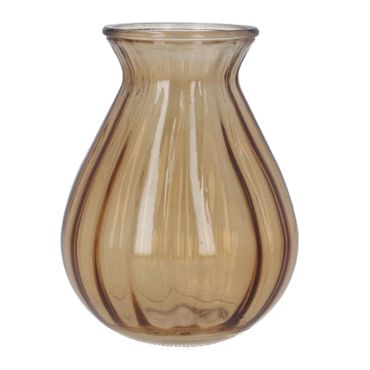gisela graham Glass Vase - Light Amber Posy