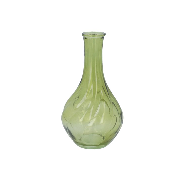 gisela graham Glass Vase - Olive Green Twist Bud
