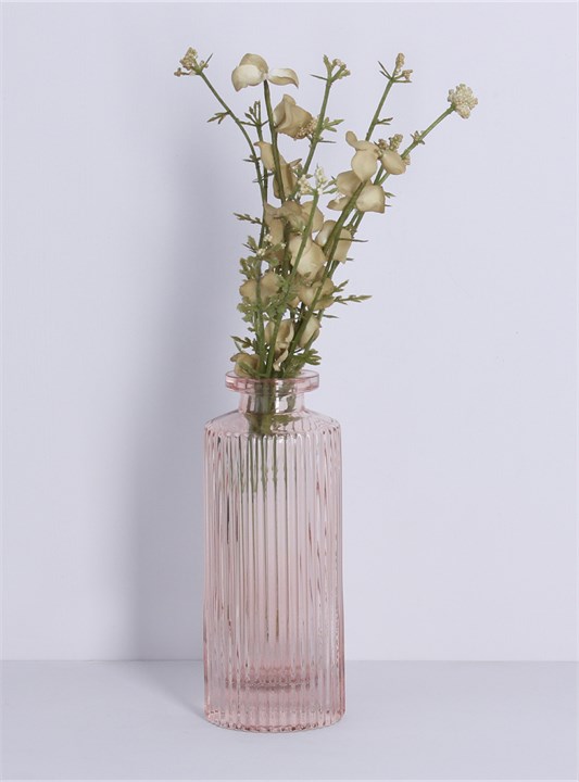 Gisela Graham Glass Vase - Pink Ribbed
