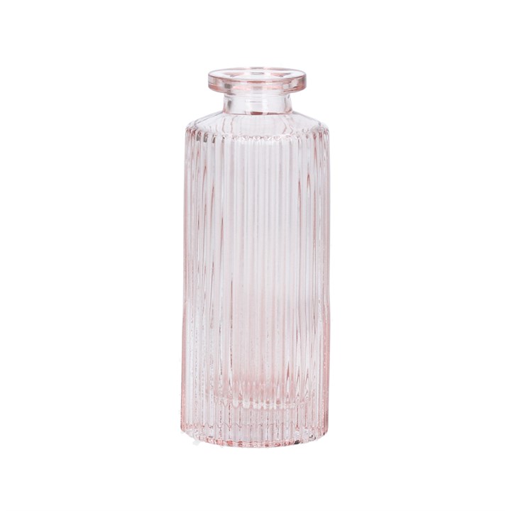 gisela graham Glass Vase - Pink Ribbed