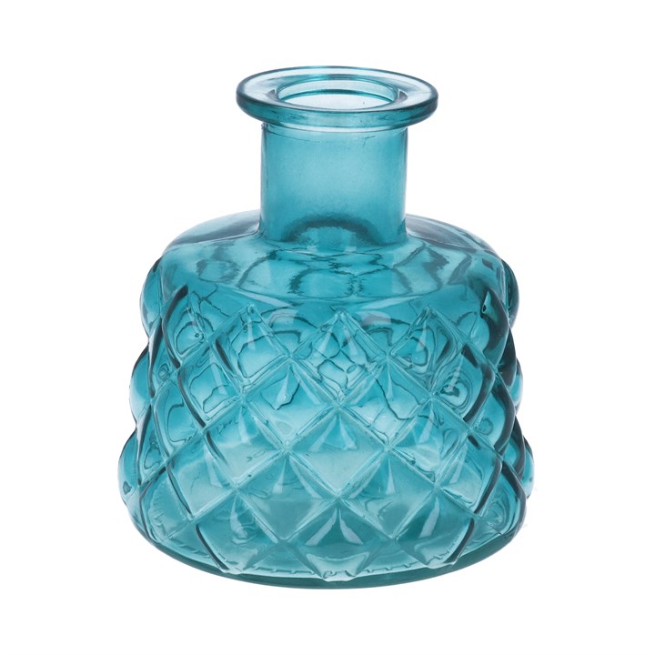 gisela graham Glass Vase - Teal Trellis Stubby