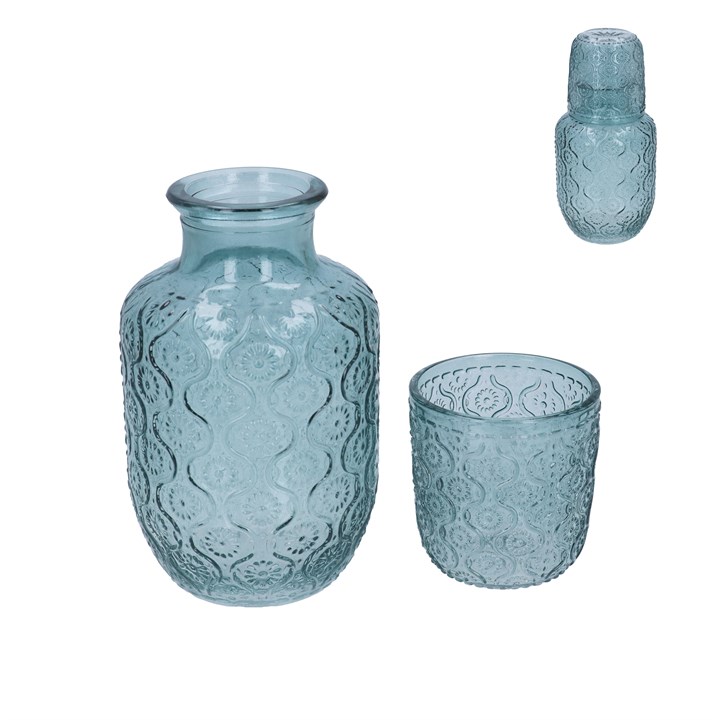 gisela graham Glass Water Carafe - Blue Daisy