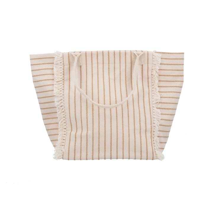 gisela graham Grab Bag - Beige Stripe Fringe